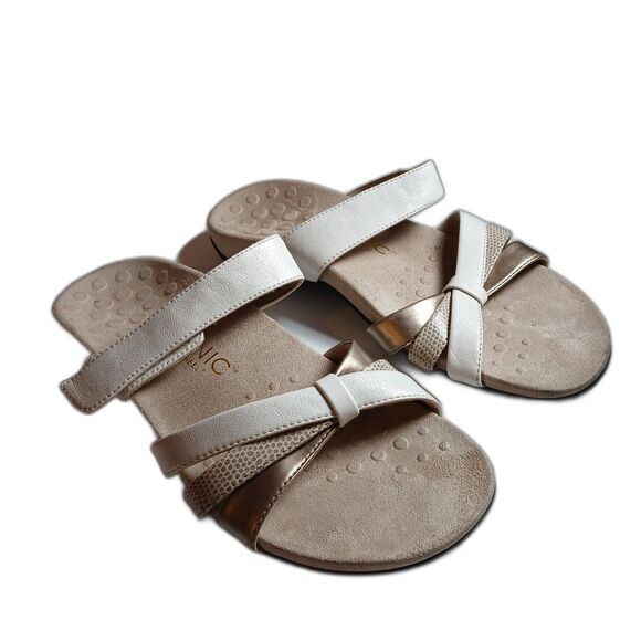 Vionic Zora Women's Tan White Strappy Orthaheel Sandals Size 8 - Picture 1 of 9